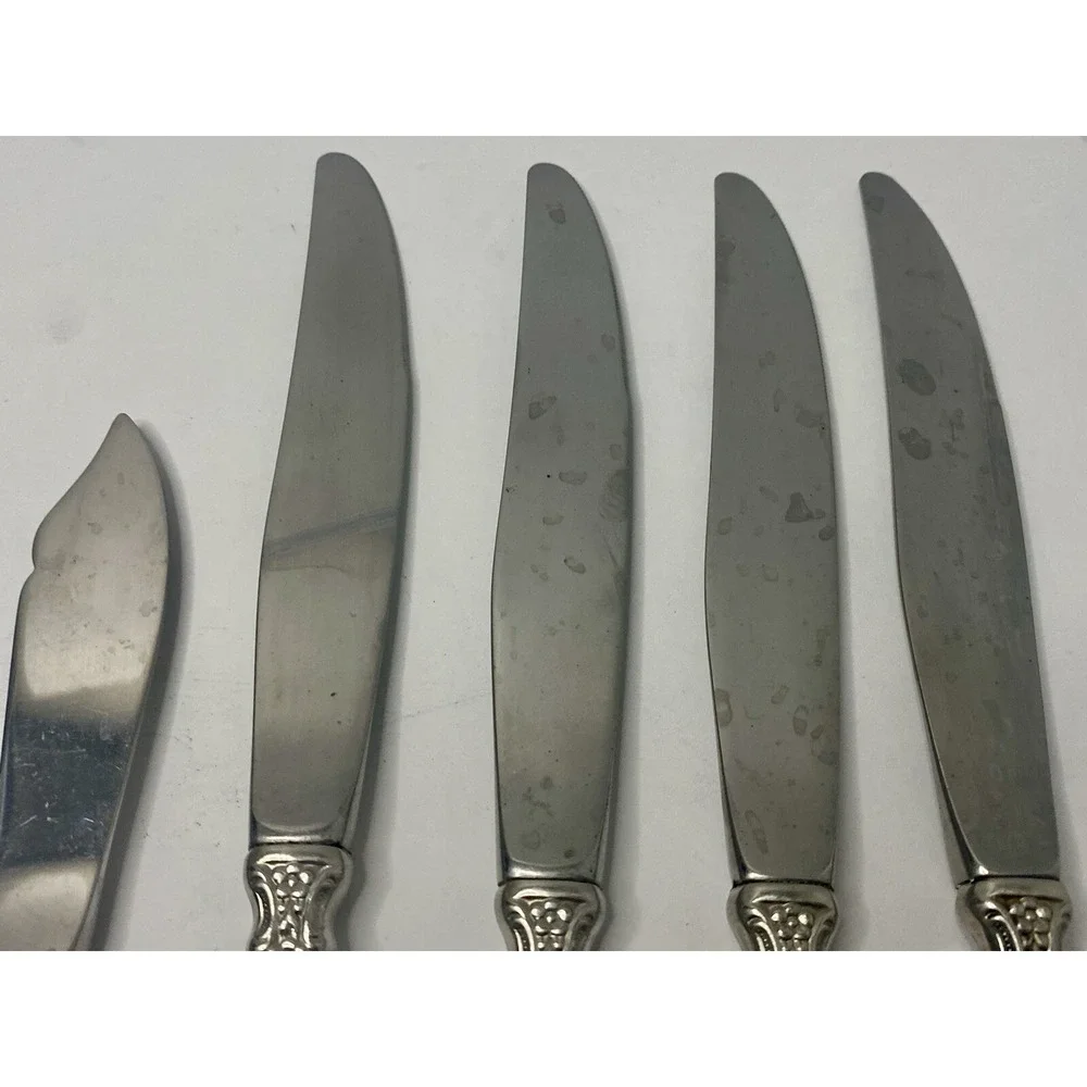 Michelangelo Oneida Heirloom Cube Glossy Stainless Dinner Knives & Butter Knife